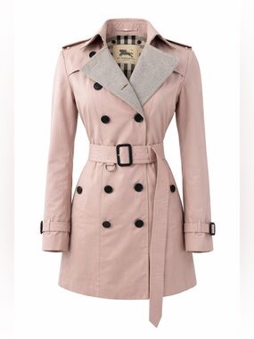 BURBERRY LONDON | Pink Heritage Trench Coat Belted Wool Cashmere Liner US 8